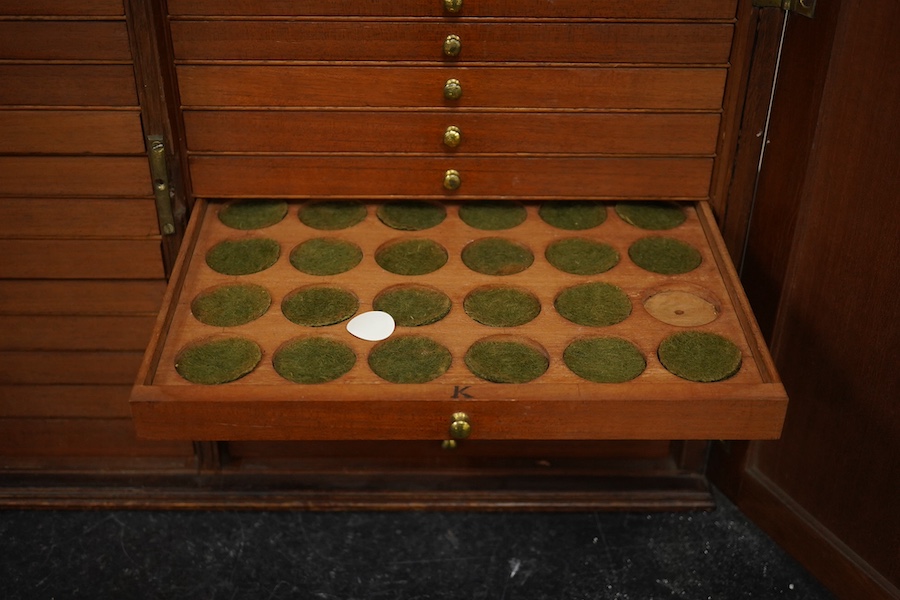 A 19th century mahogany coin collector’s cabinet, 62cm wide